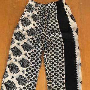 Zara Black and White Geometric Silky Trousers